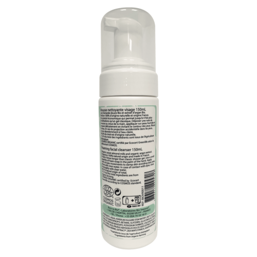 Schiuma detergente viso all'argan e mandorle dolci - Certificata biologica